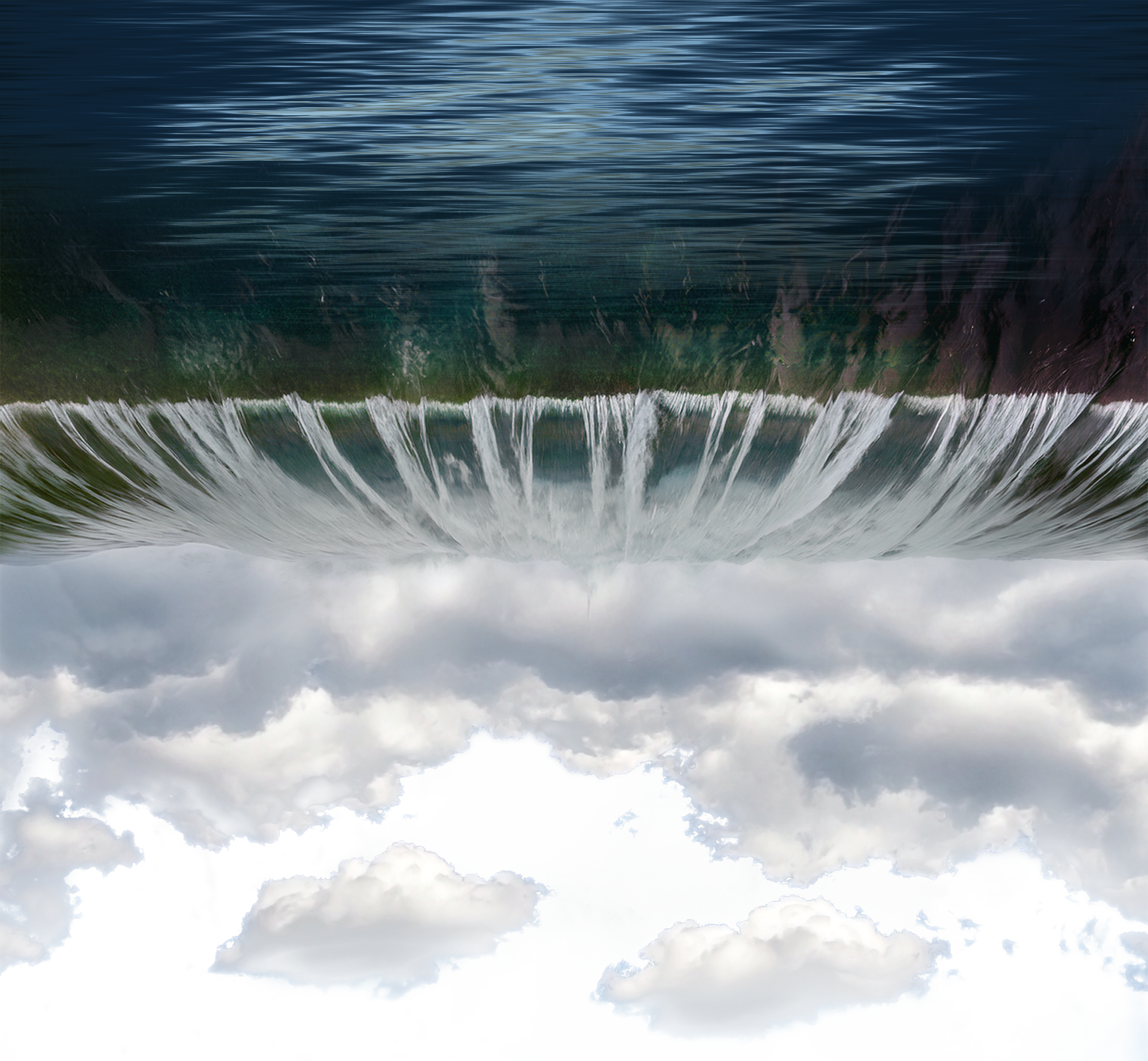 Overhead view of a dam waterfall
