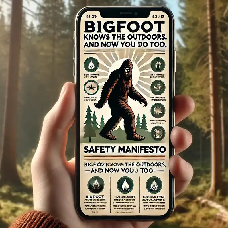 Mobile phone displaying the Bigfoot safety app interface