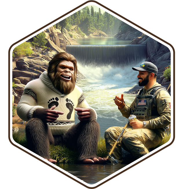 Bigfoot character inviting partnership to help save lives