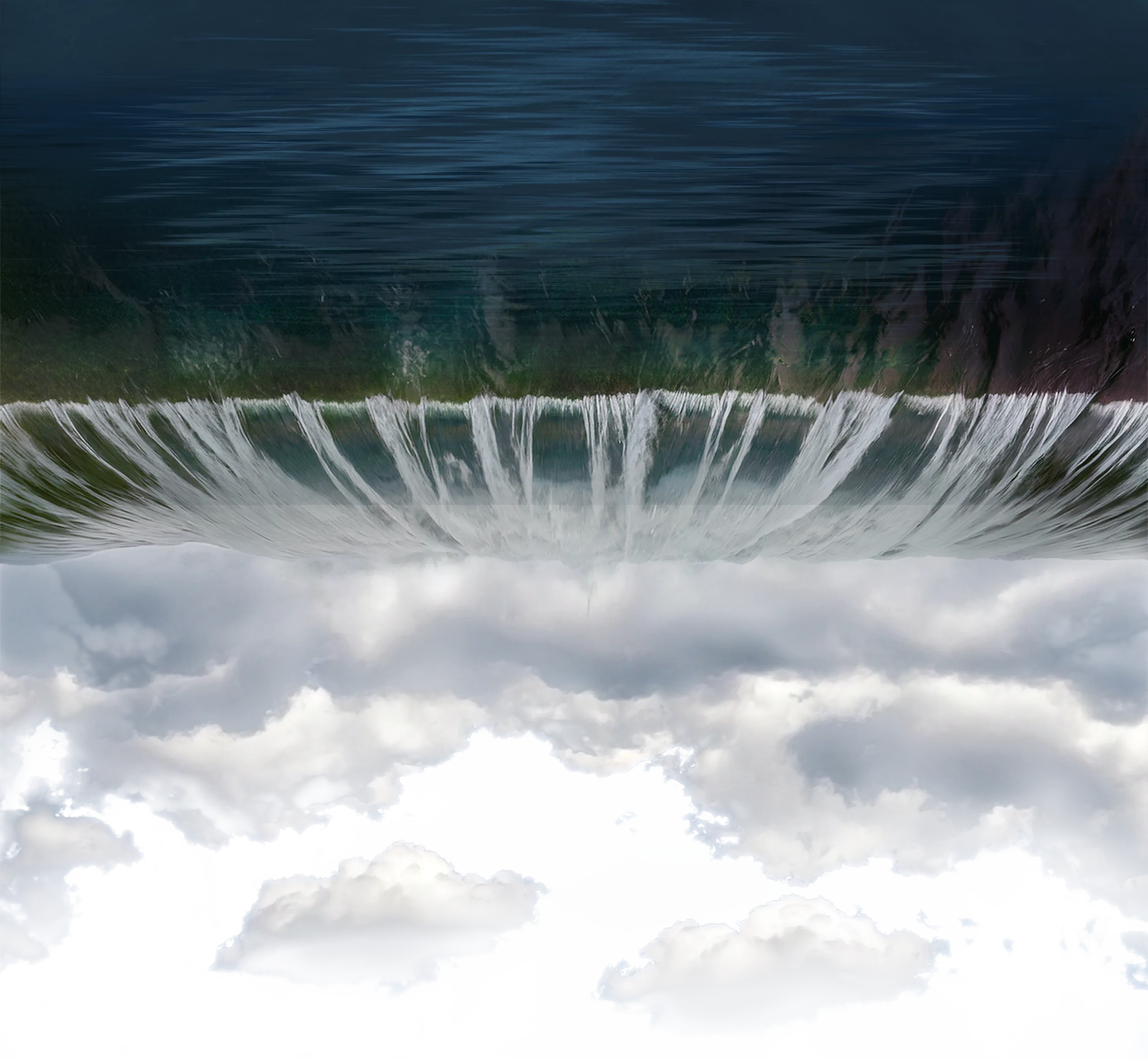 Overhead view of a dam waterfall