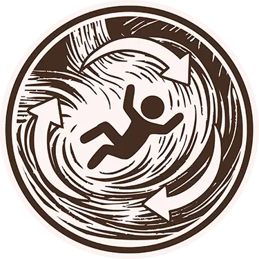 Icon representing a first responder been trapped in a low-head dam